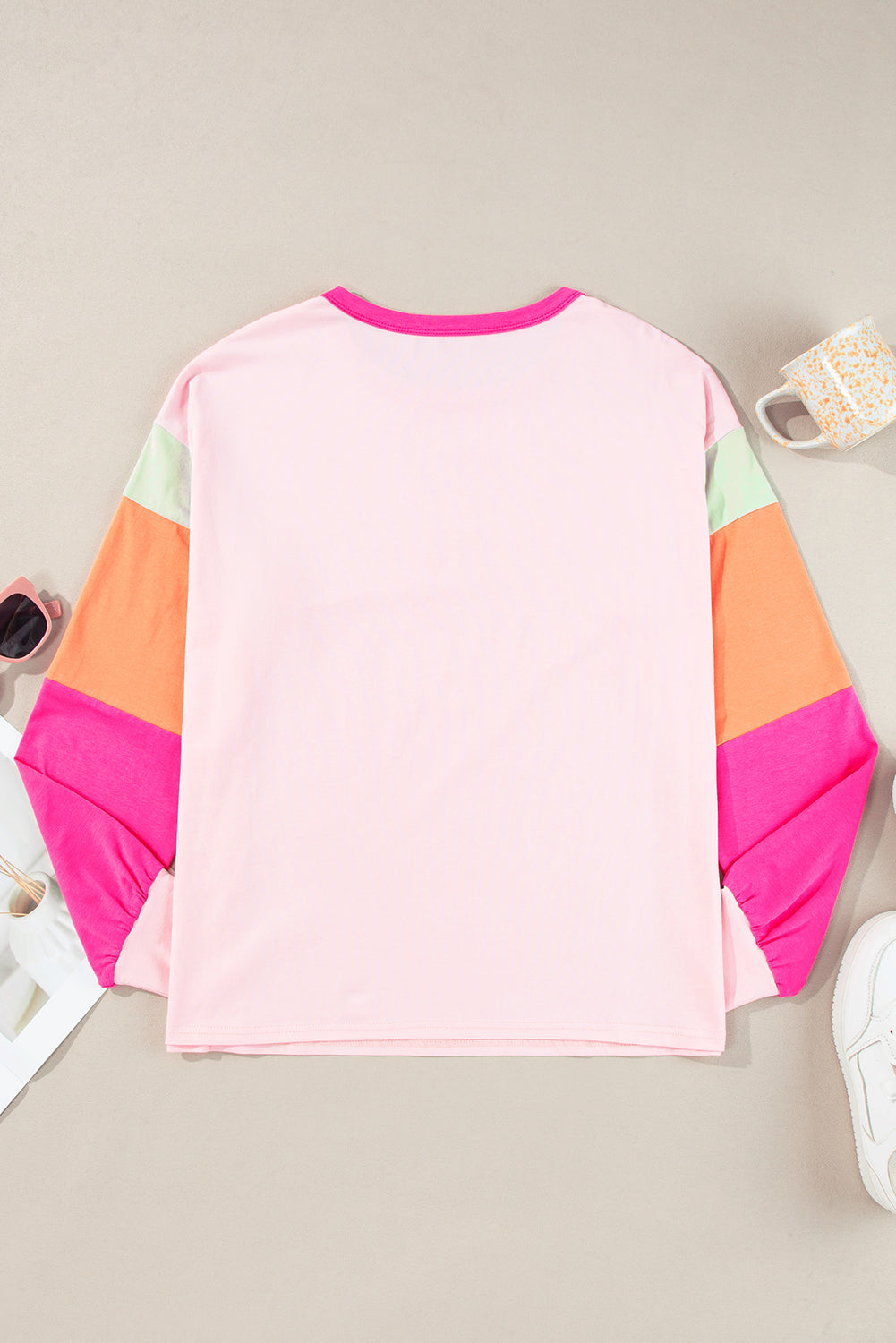 Haut ample a manches longues et patchwork color block