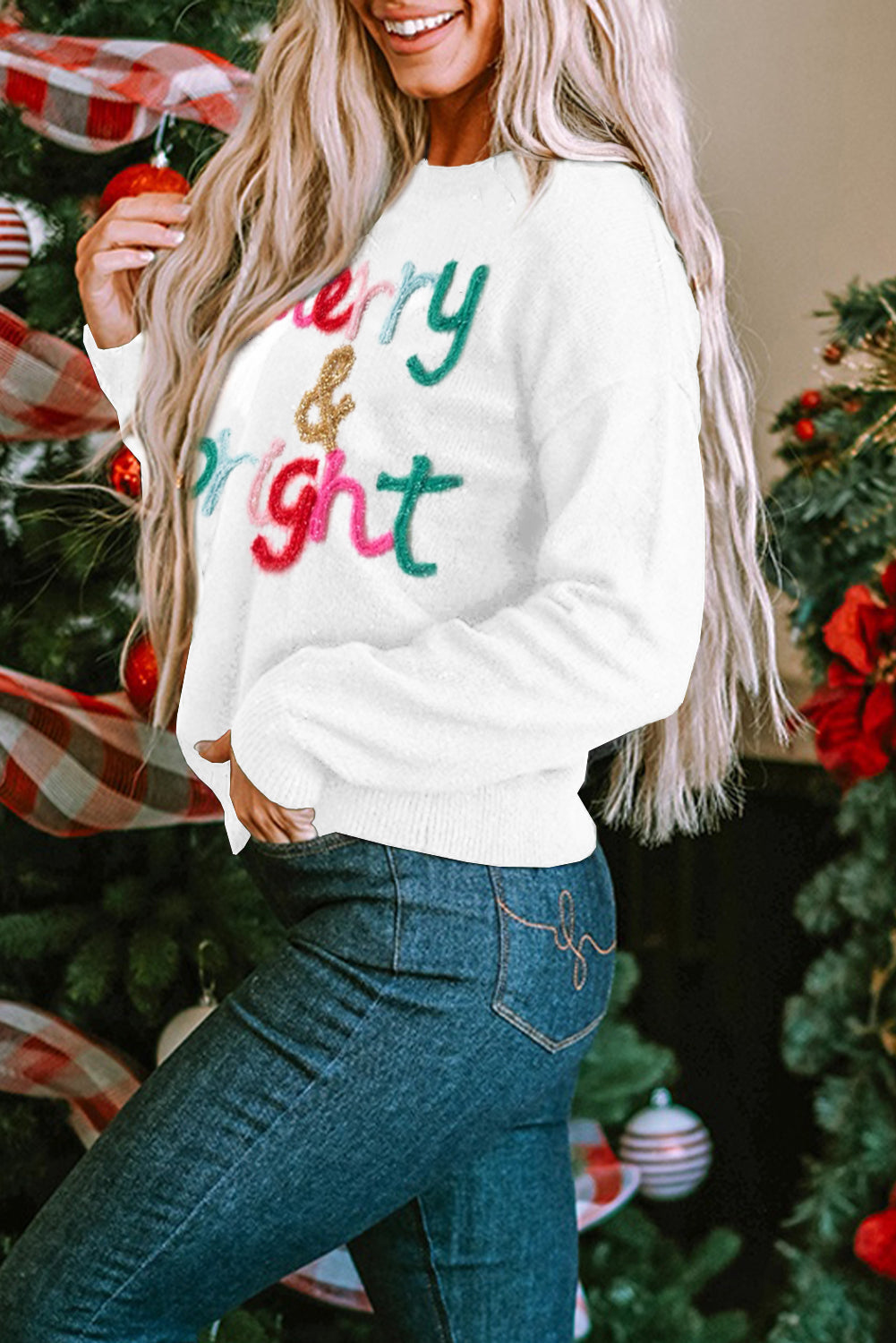 Pull décontracté a col rond Merry & Bright