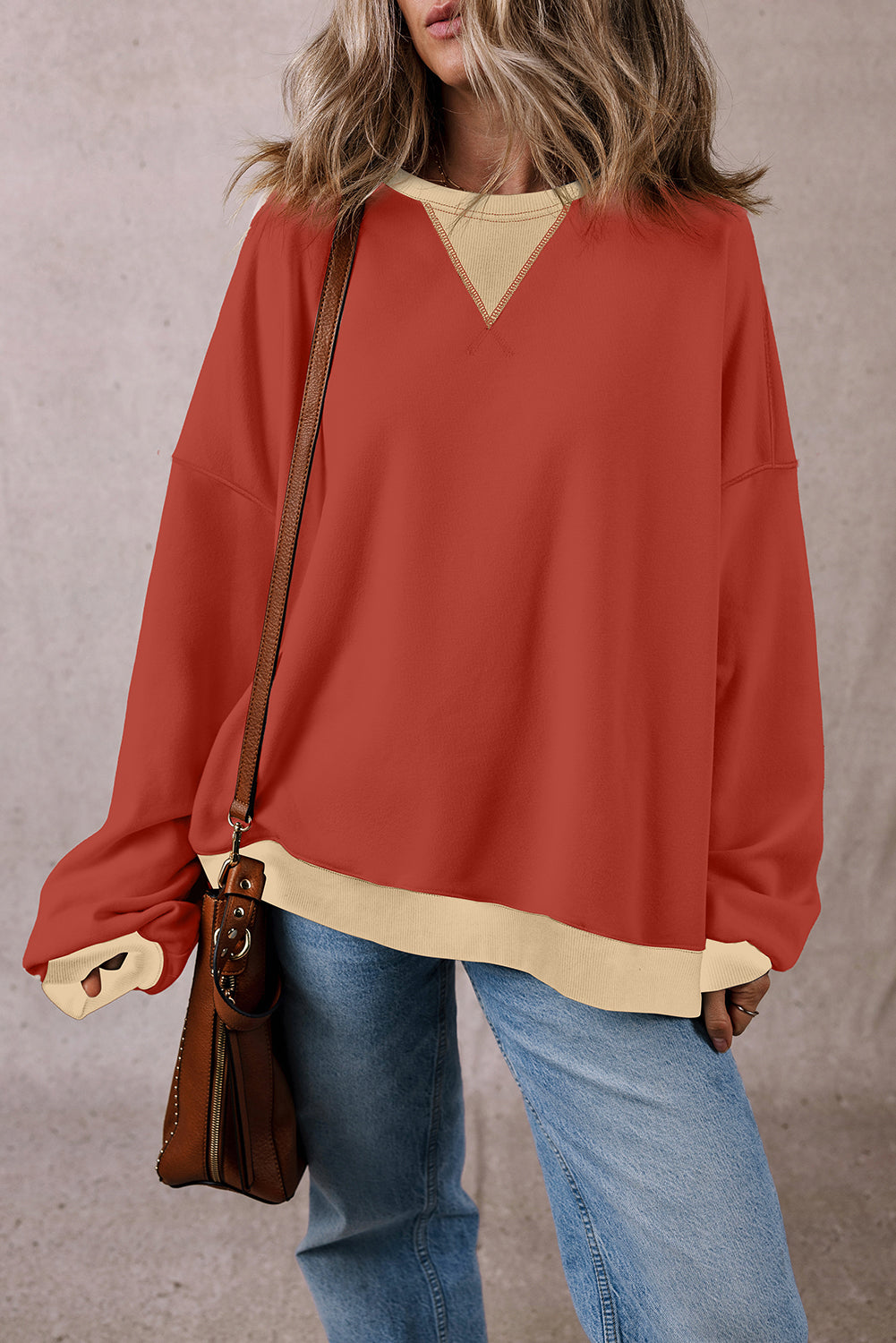 Sweat-shirt oversize à épaules tombantes et patch color block