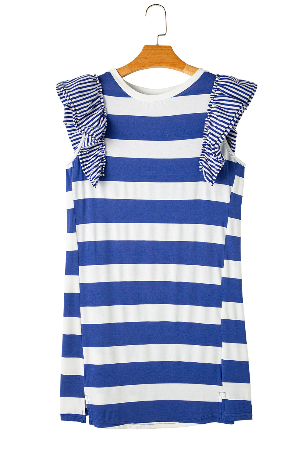 Robe t-shirt contrastée a manches volantées