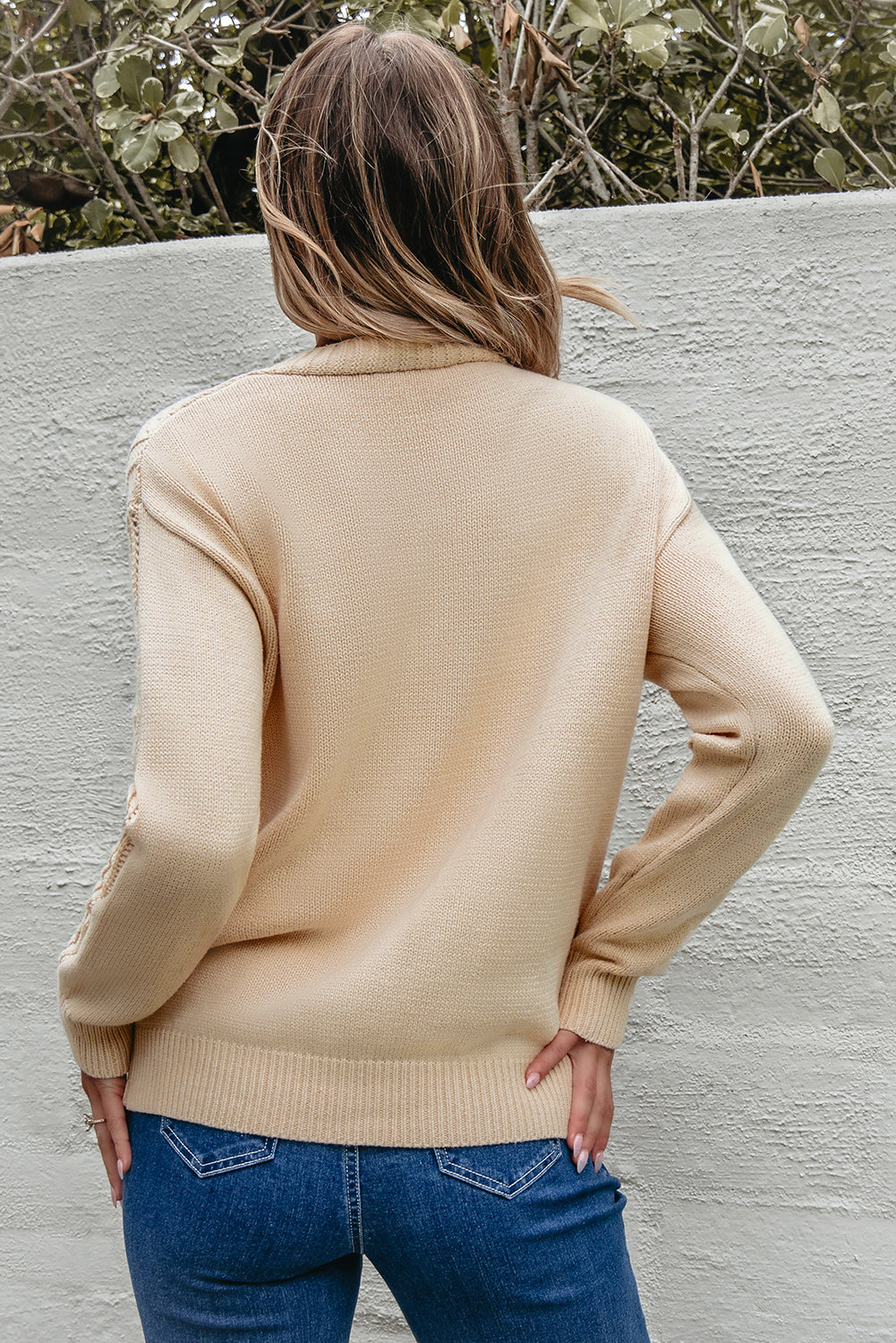 Cardigan pull ouvert en tricot a épaules tombantes