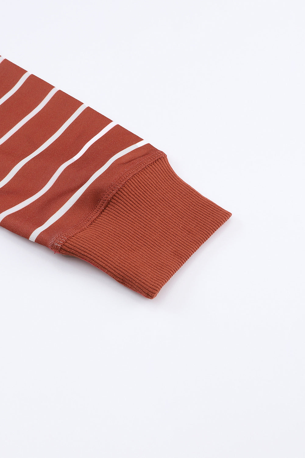 Haut à manches longues à bordure cotelée imprimé rayé rouge