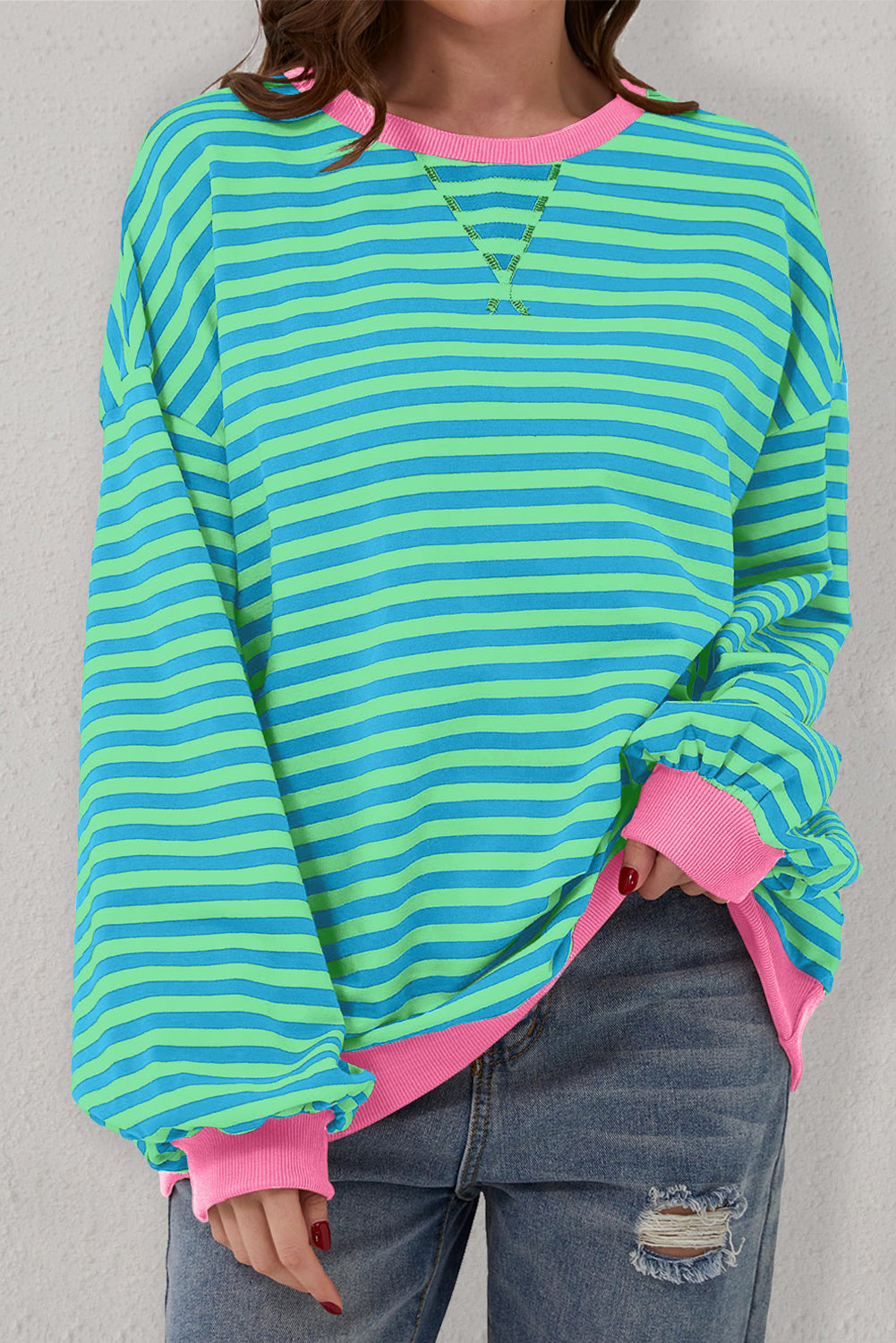 Sweat-shirt oversize à bordure contrastée