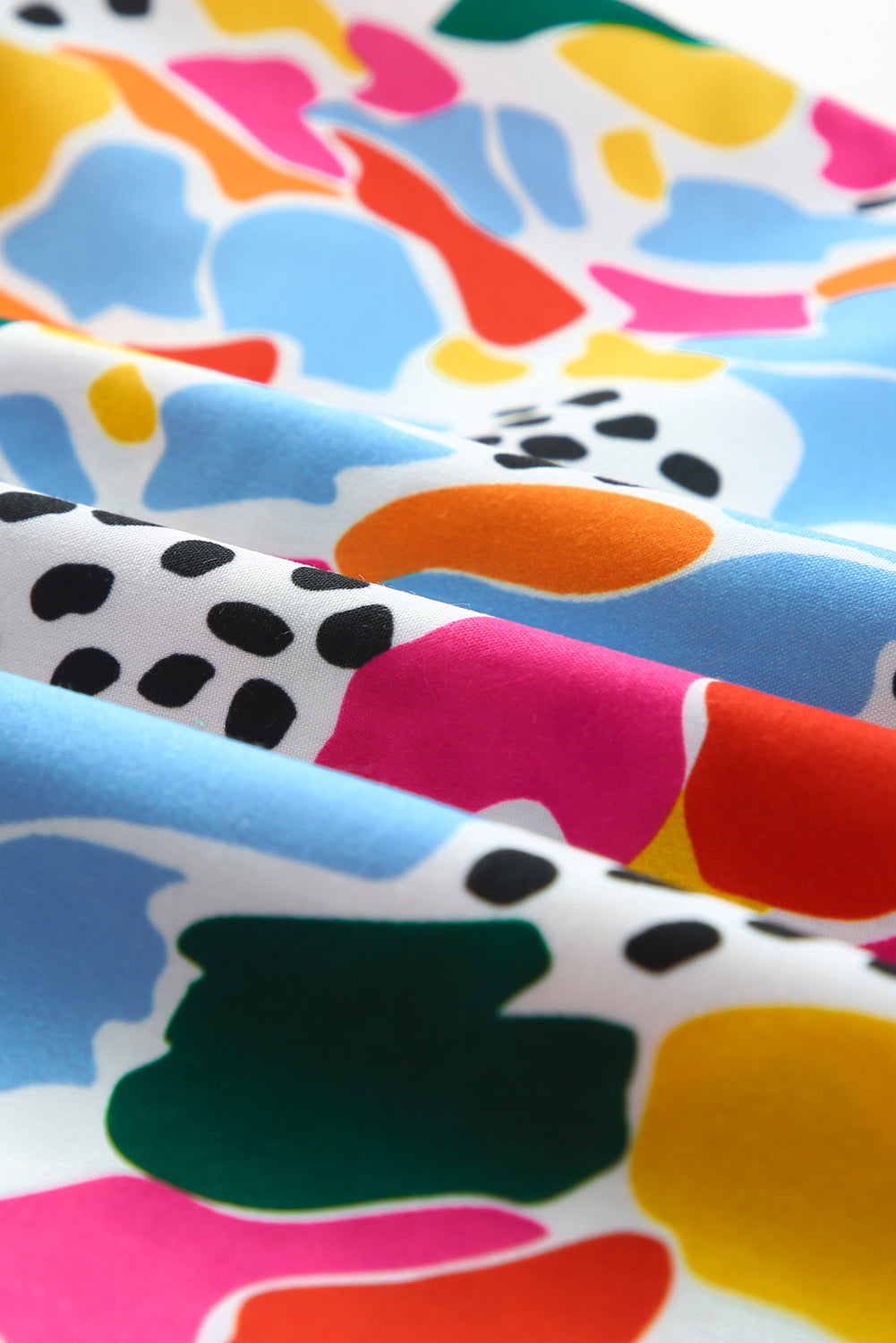 Haut imprimé abstrait a col montant et manches flottantes