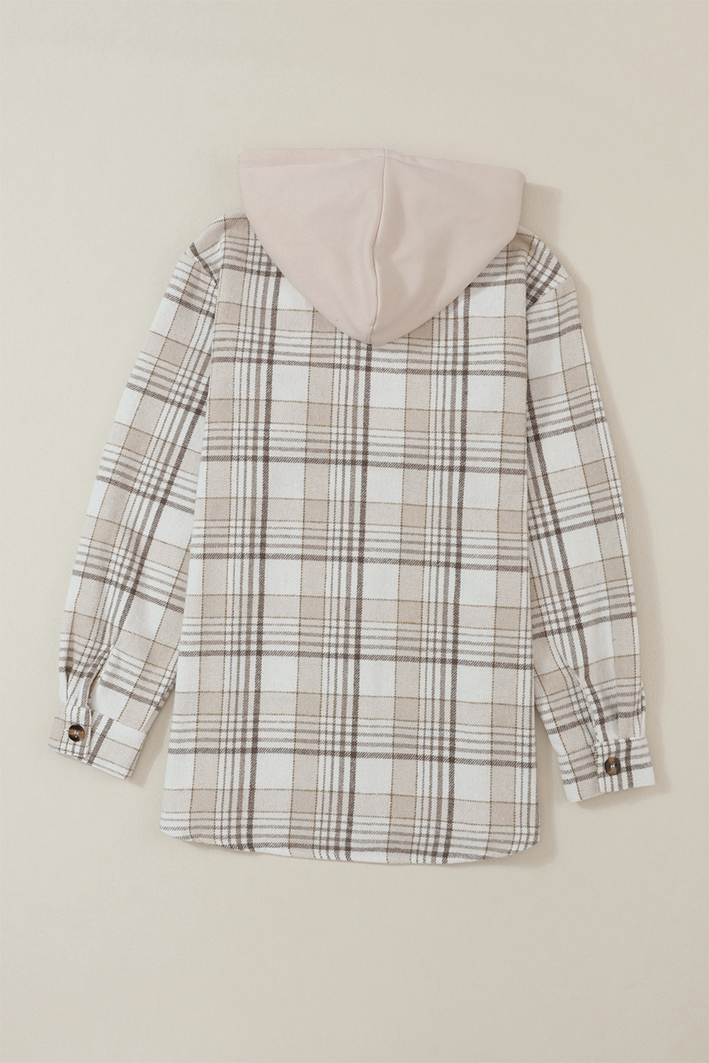 Veste boutonnée à capuche amovible à carreaux