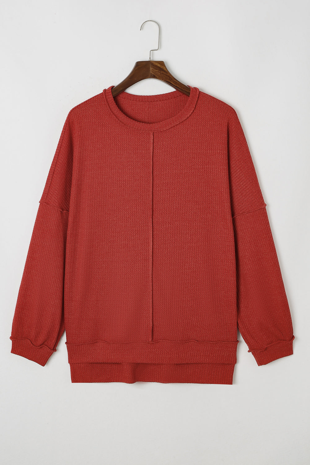 Haut en tricot gaufré avec coutures apparentes de grande taille