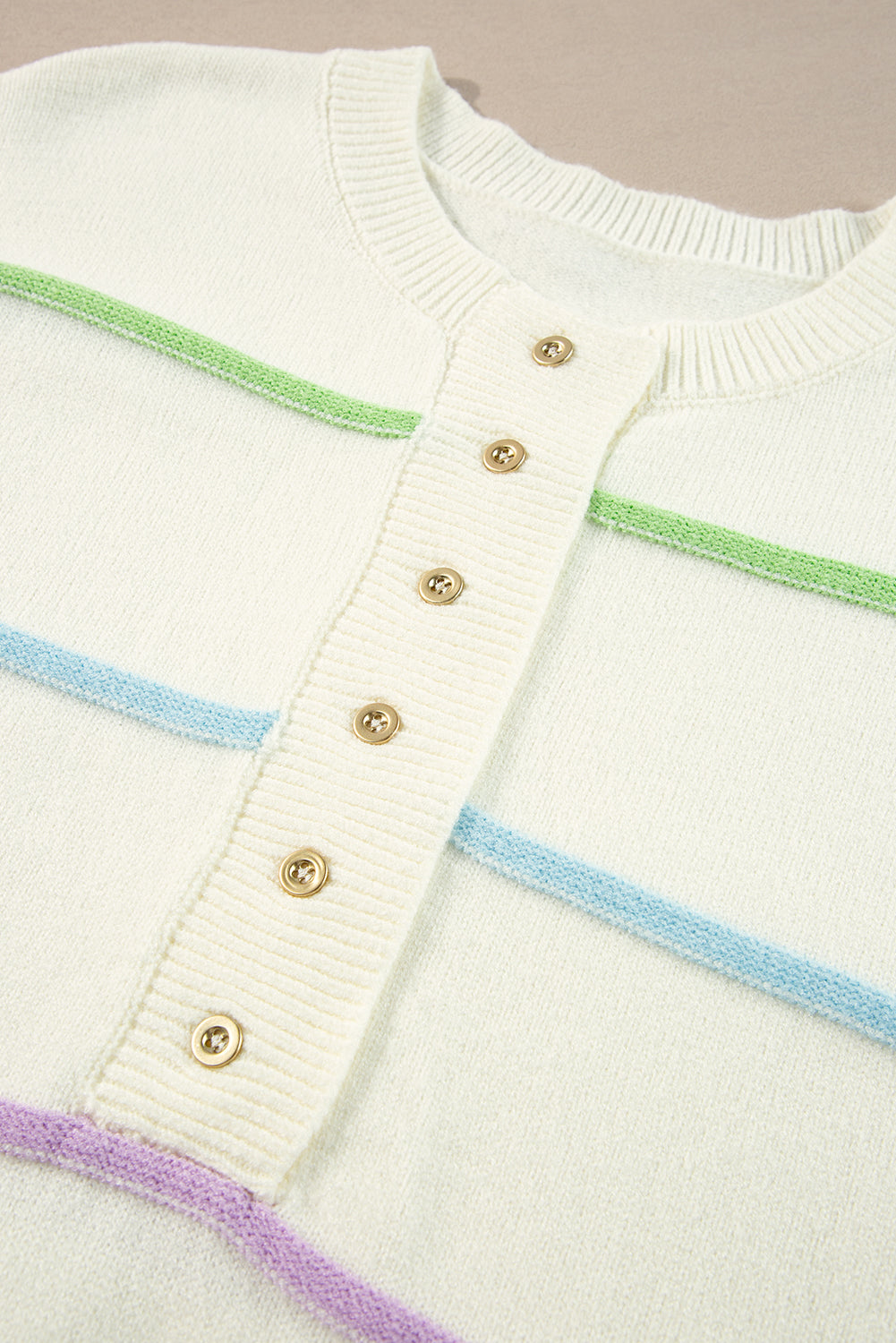 Pull ample Henley à rayures arc-en-ciel et épaules tombantes