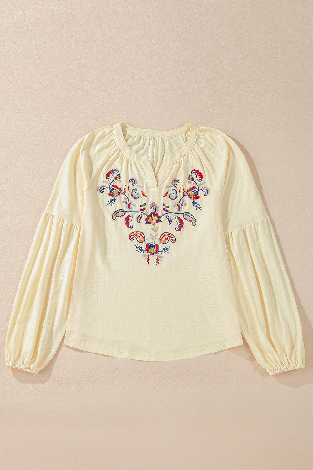 Chemisier à col en V et broderie florale Paisley