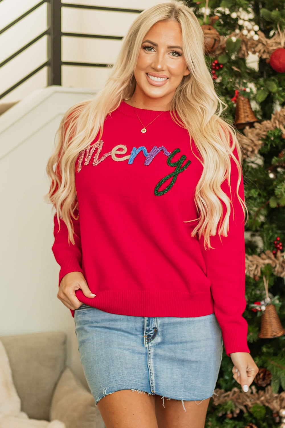 Pull ample a épaules tombantes Tinsel Merry Letter