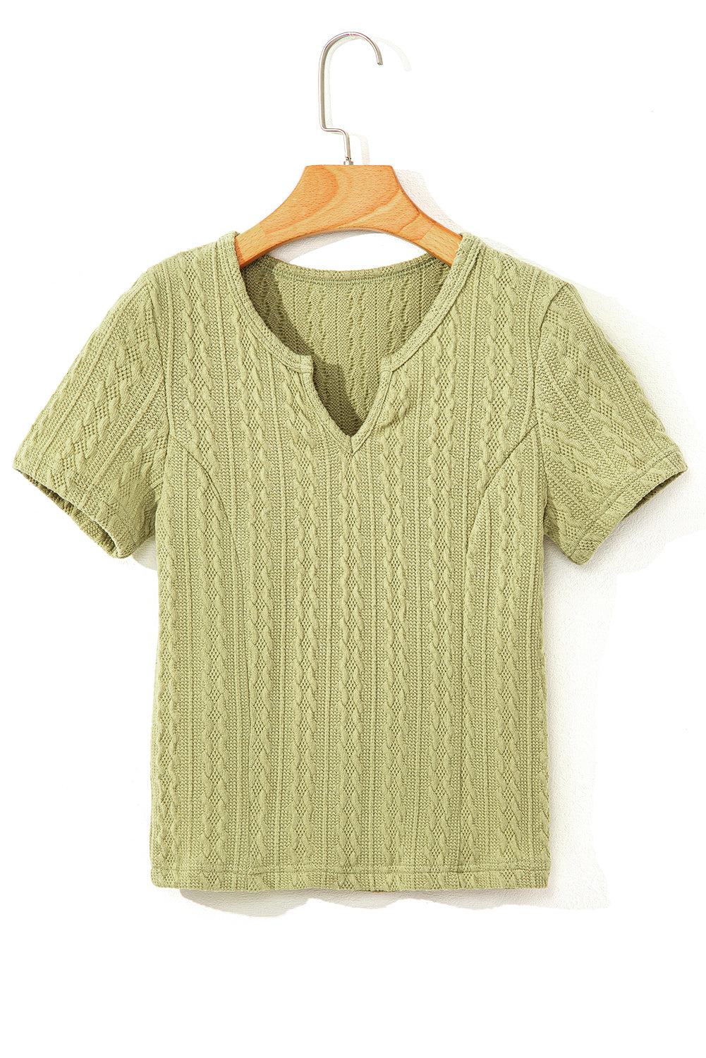 T-shirt ajusté en tricot texturé à col en V