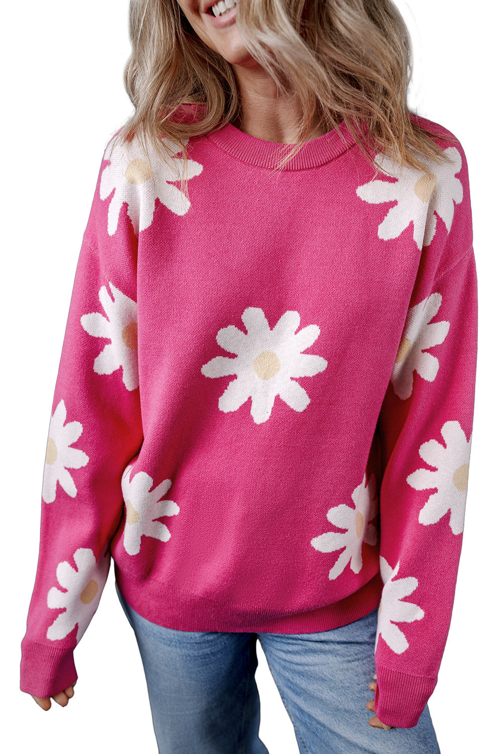 Pull a manches longues et col rond Daisy Flower
