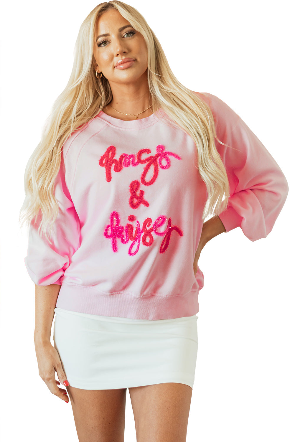 Sweat-shirt brodé a manches raglan Hugs and Kisses Pop Up