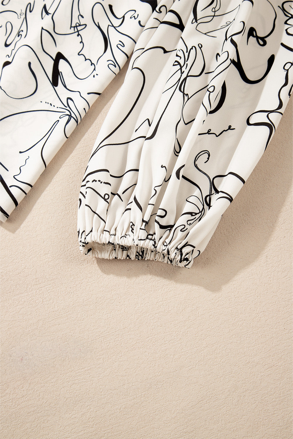 Blouse a col rond et manches ballon a imprimé abstrait