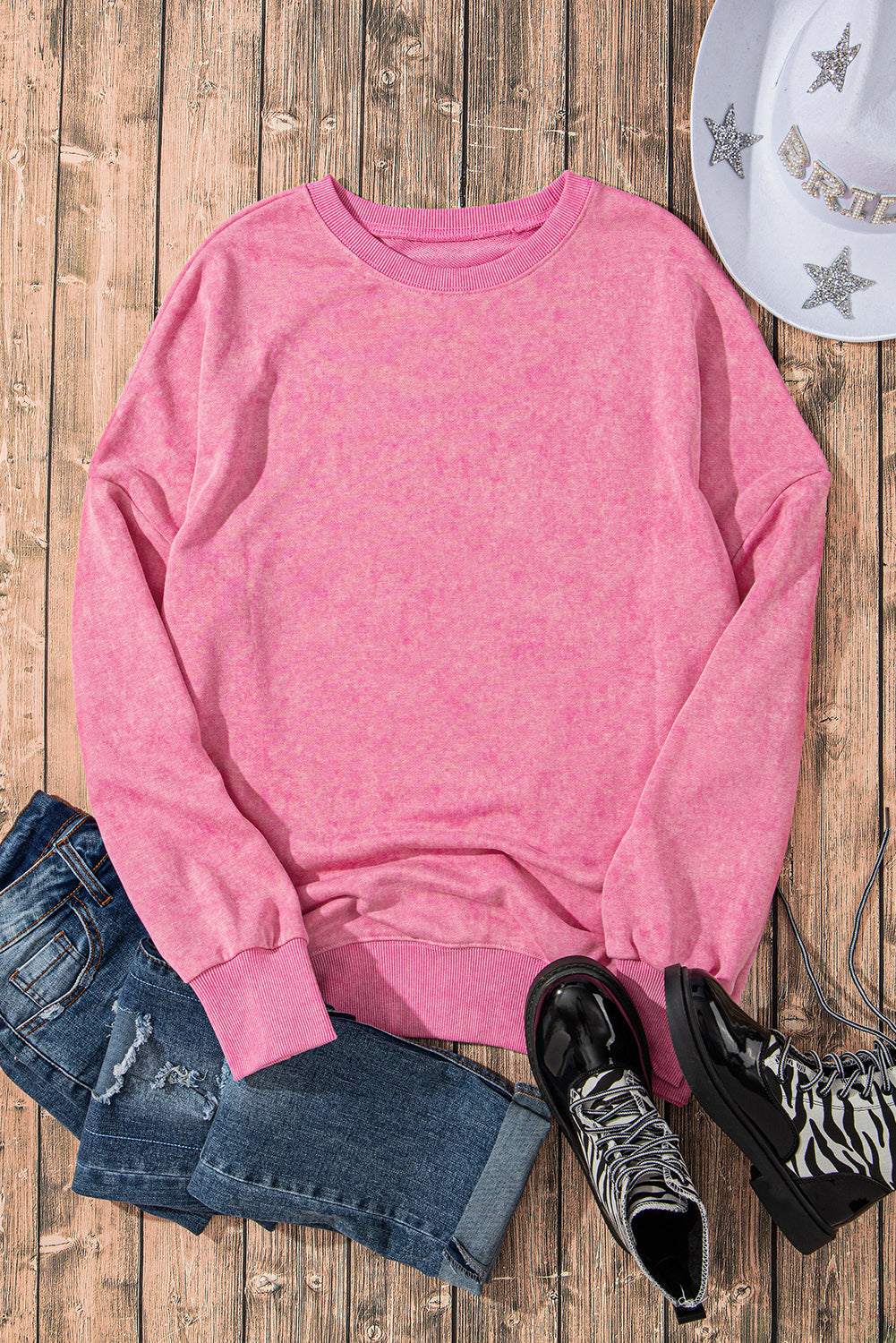 Sweat-shirt surdimensionné à épaules tombantes et bordure côtelée