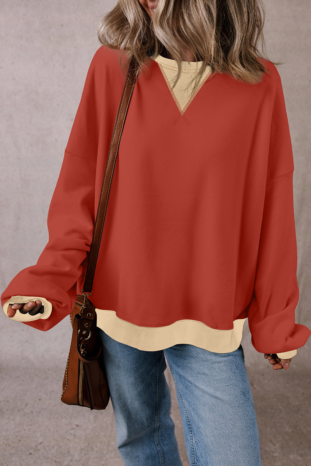 Sweat-shirt oversize à épaules tombantes et patch color block