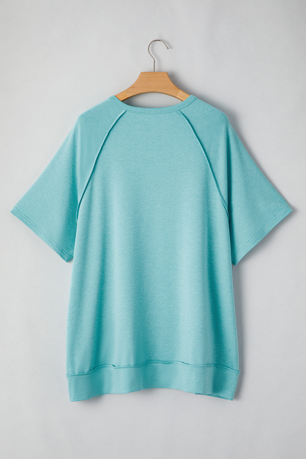 T-shirt boutonné à manches raglan et blocs de couleurs grande taille