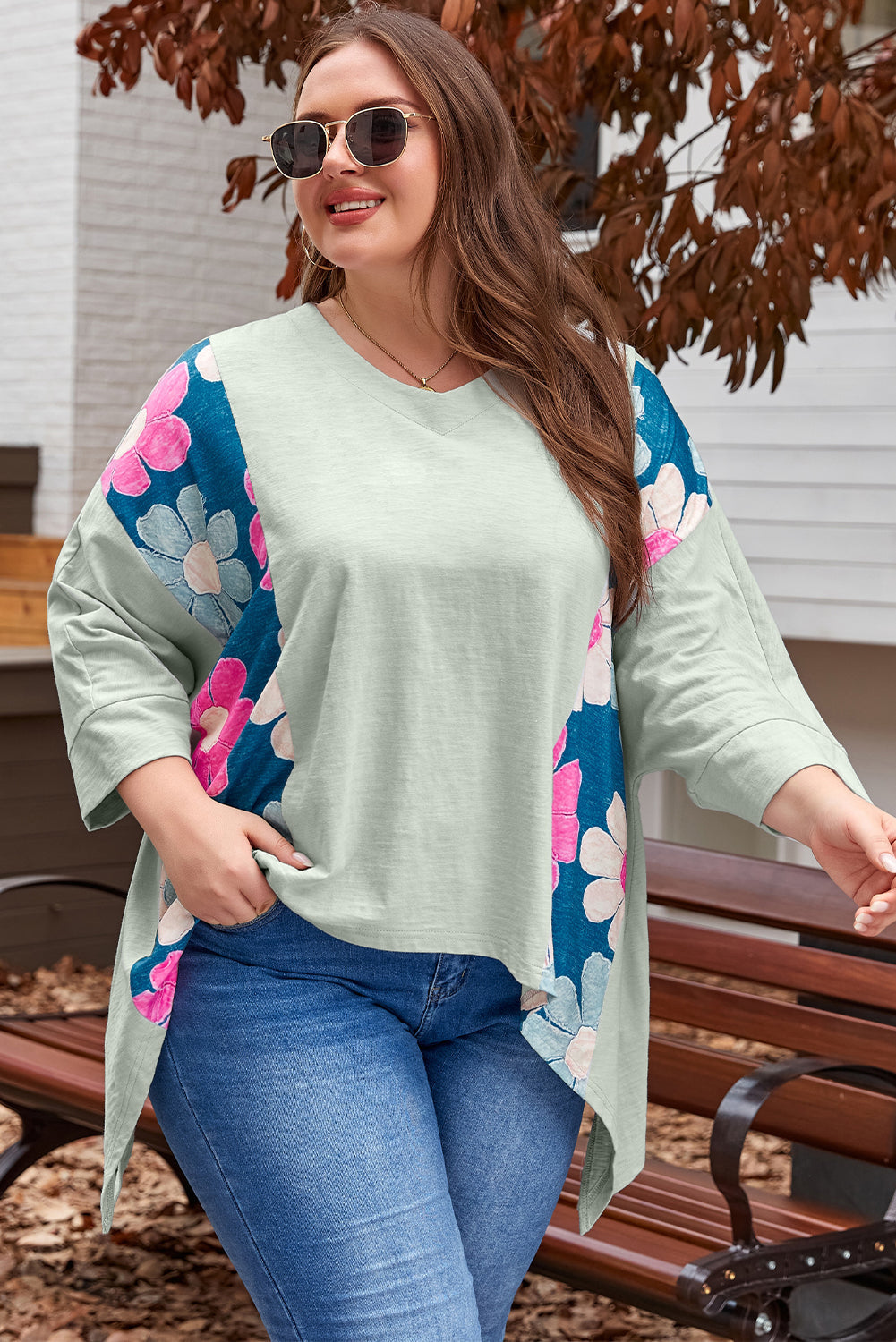 Haut Bas Haut Bas a Patchwork de Fleurs de Grande Taille