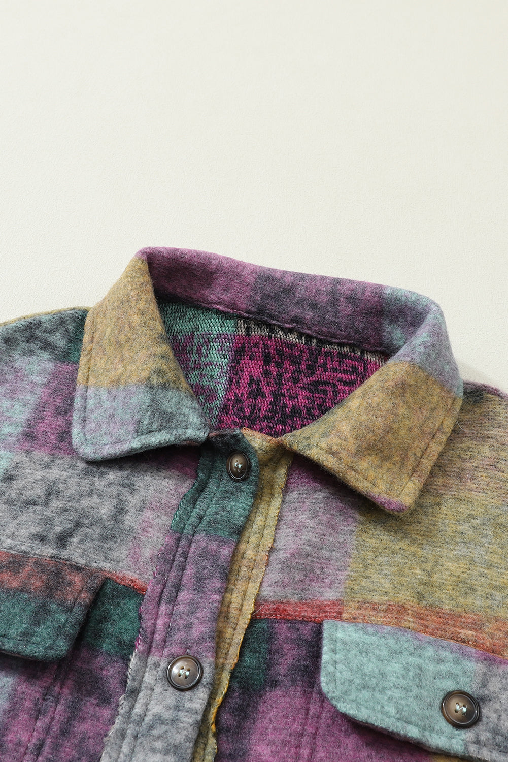 Veste surdimensionnée à poches et carreaux brossés