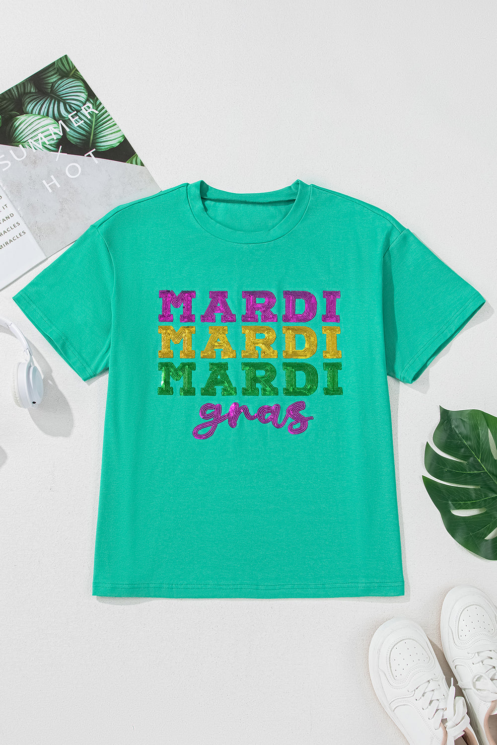 T-shirt graphique à paillettes Mardi Gras
