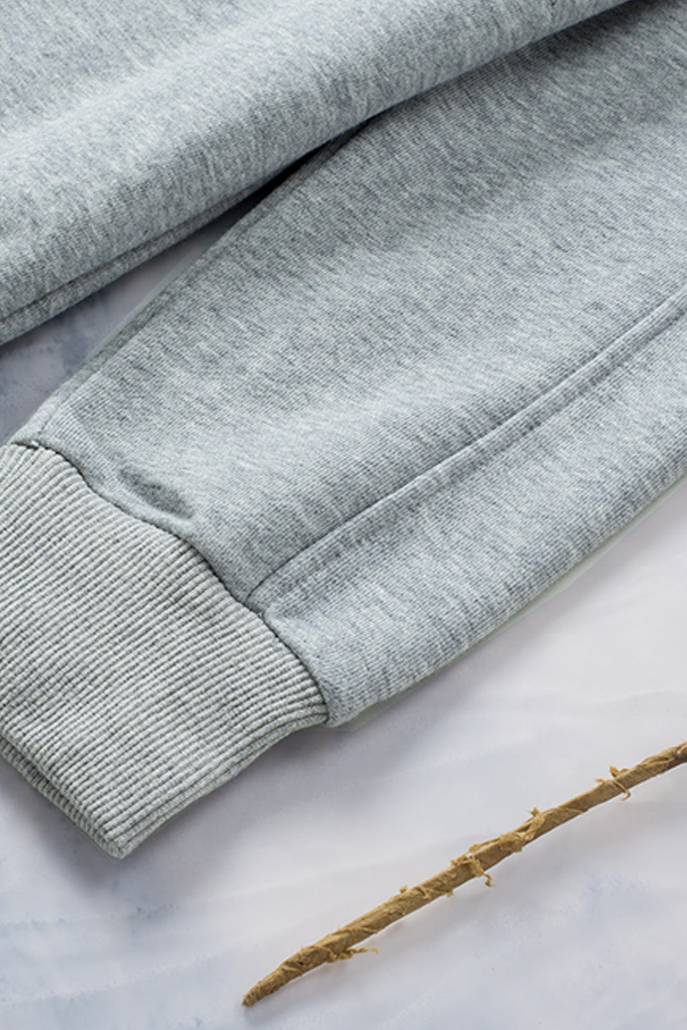 Sweat à capuche gris décontracté à lacets de couleur unie