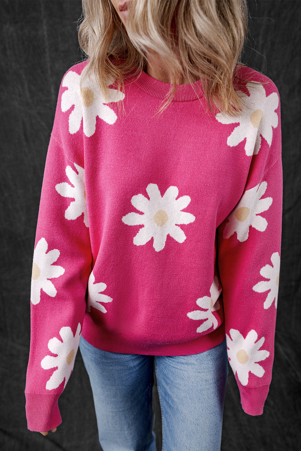 Pull a manches longues et col rond Daisy Flower