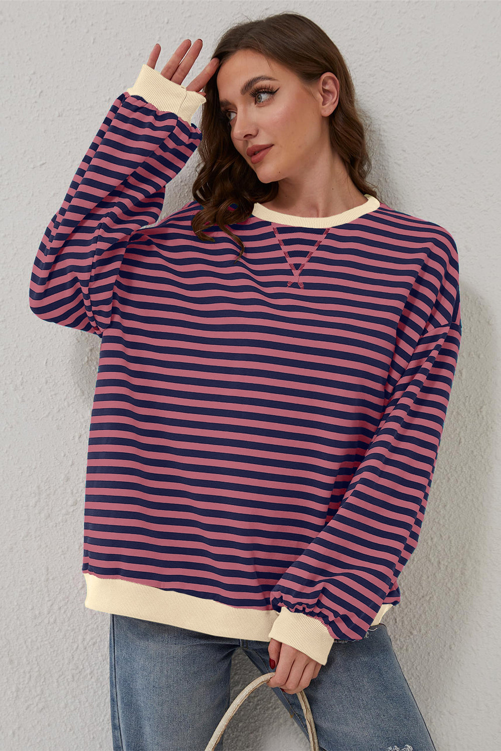 Sweat-shirt oversize à bordure contrastée
