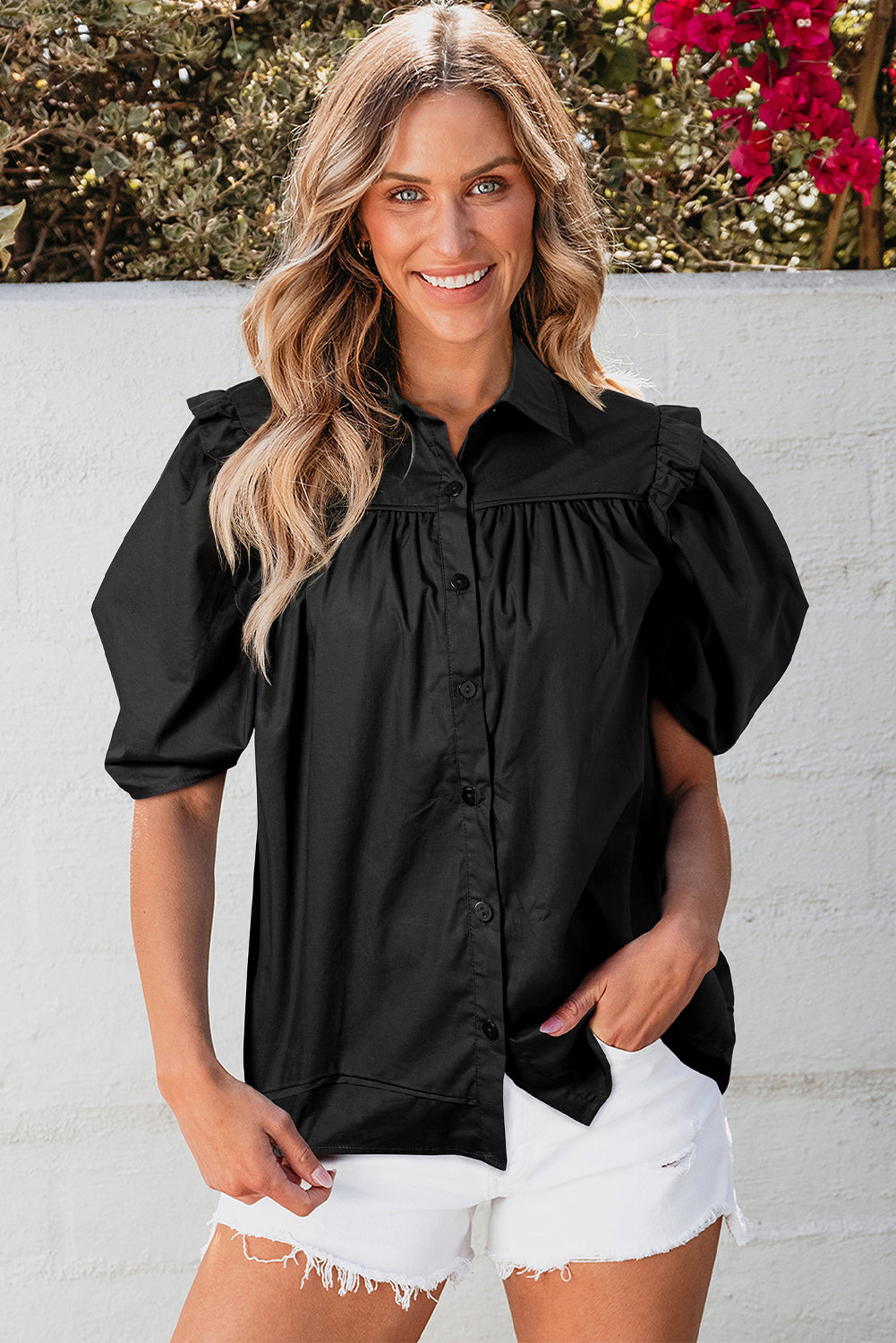 Chemise ample à manches bouffantes