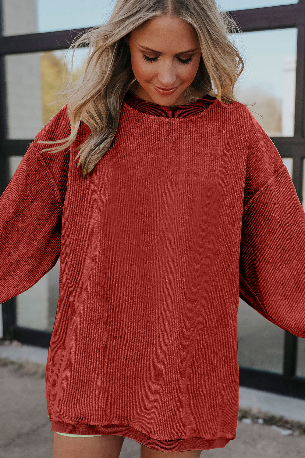 Sweat oversize en velours côtelé