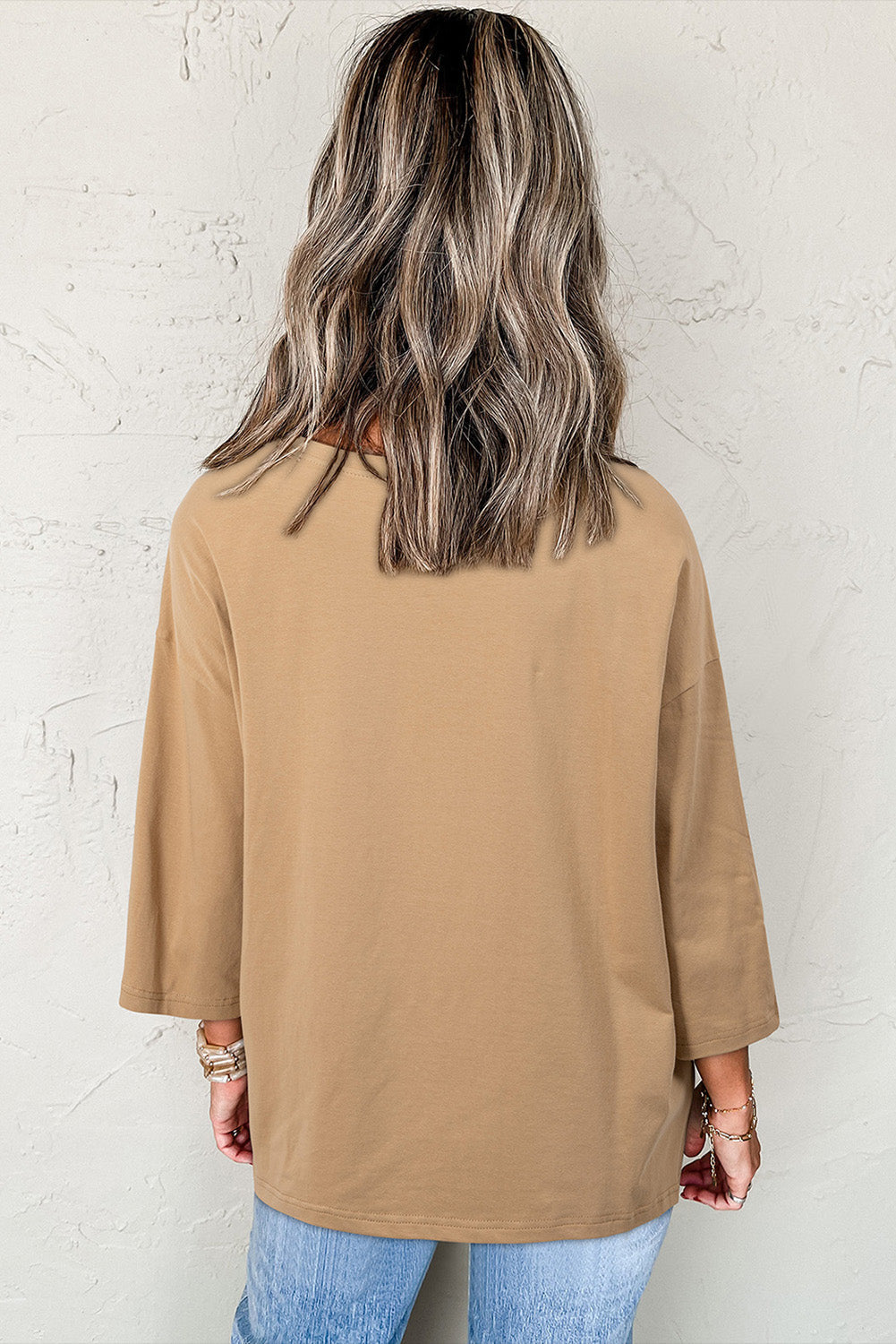 Haut a manches longues 3/4 en patchwork d'étoiles florales