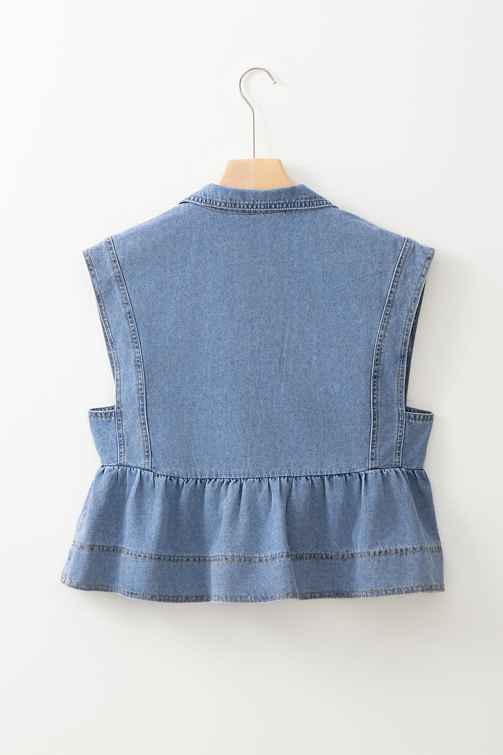 Haut babydoll en jean à revers