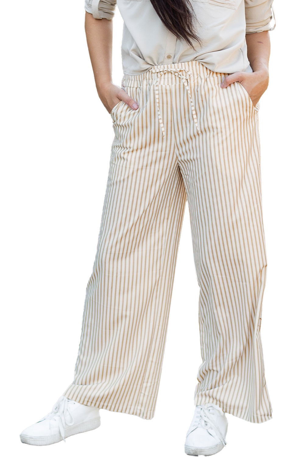 Pantalon imprimé a jambe large et cordon de serrage