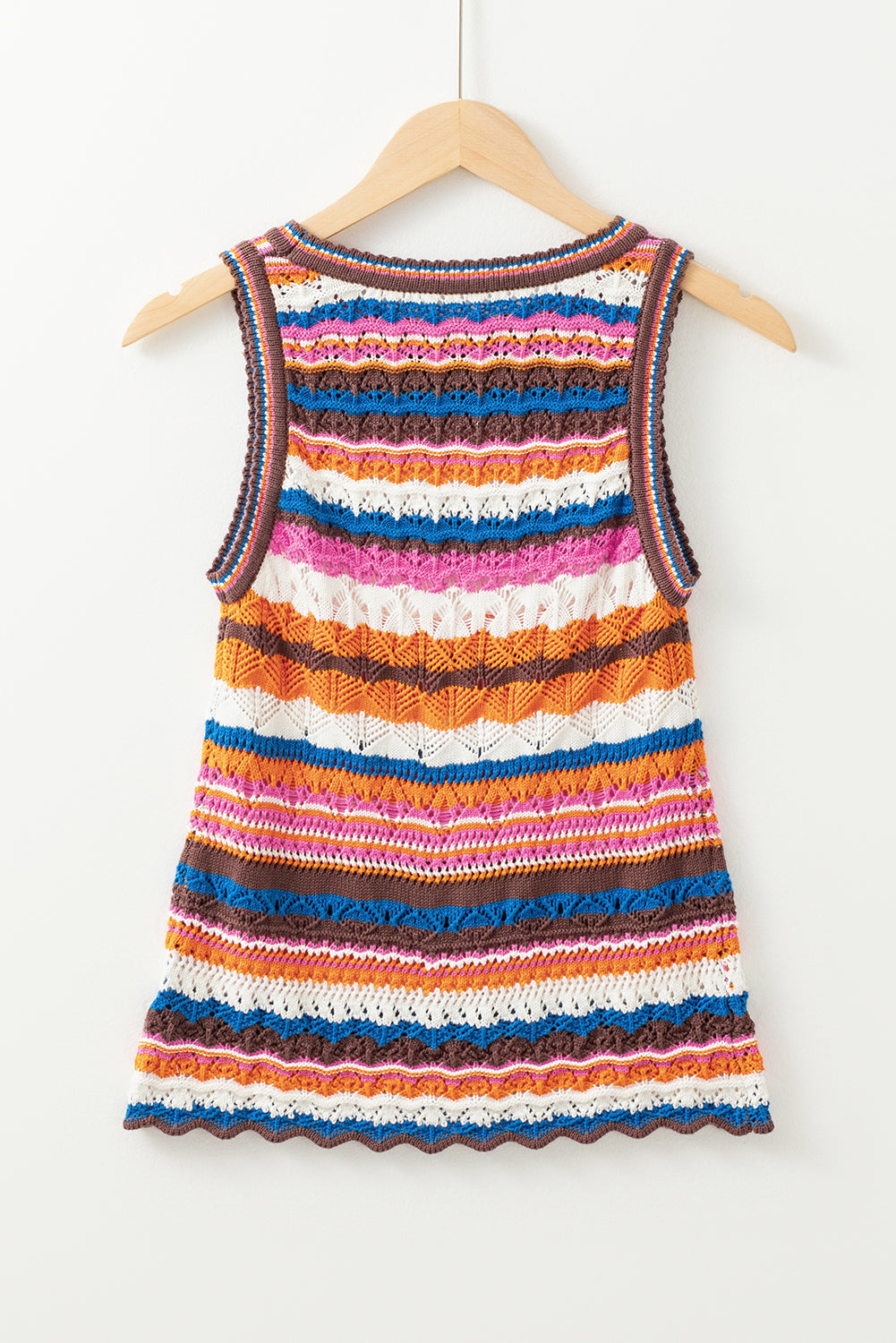 Gilet pull a col rond en tricot texturé rayé