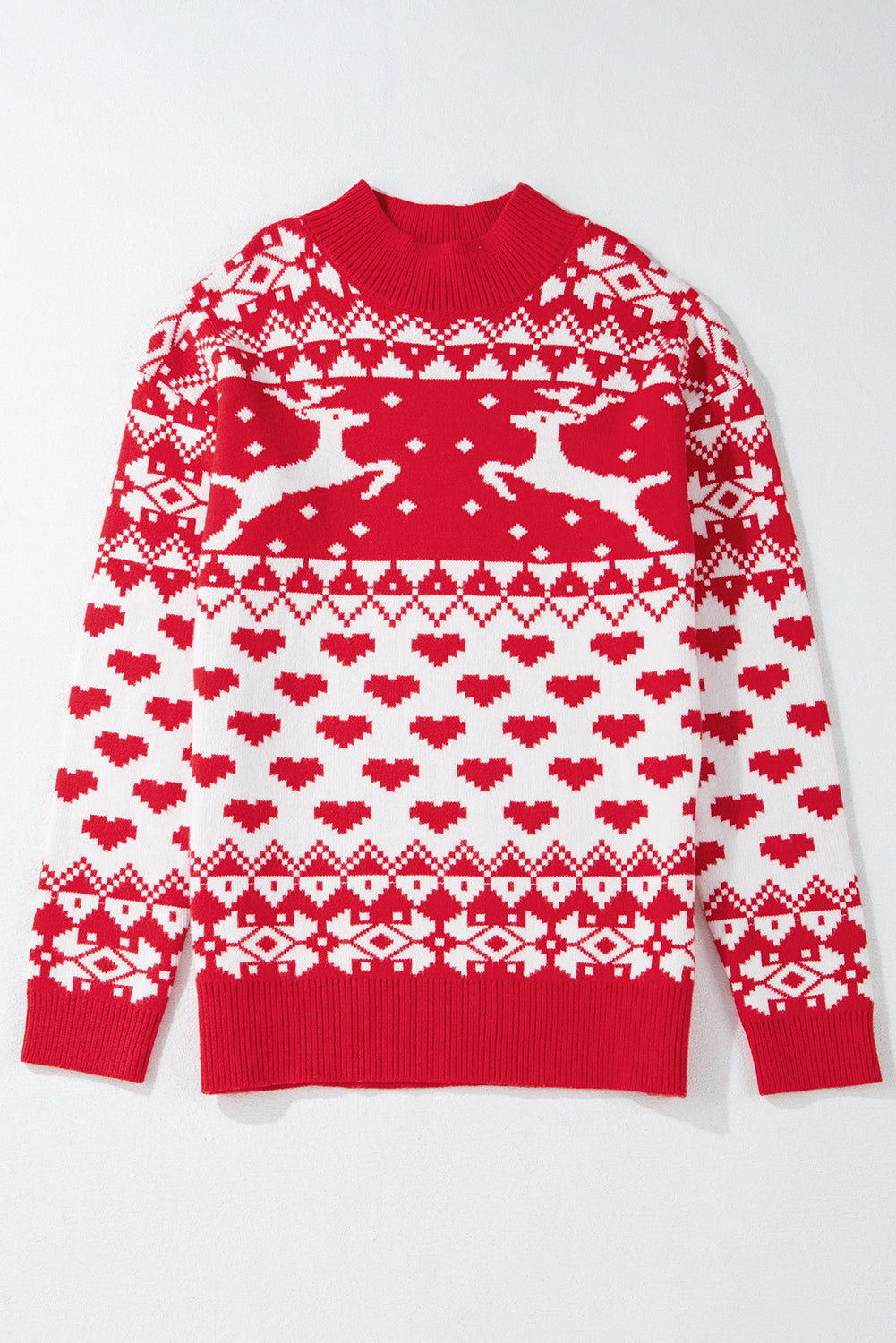 Pull a col montant avec motif cœur de renne joyeux Noël