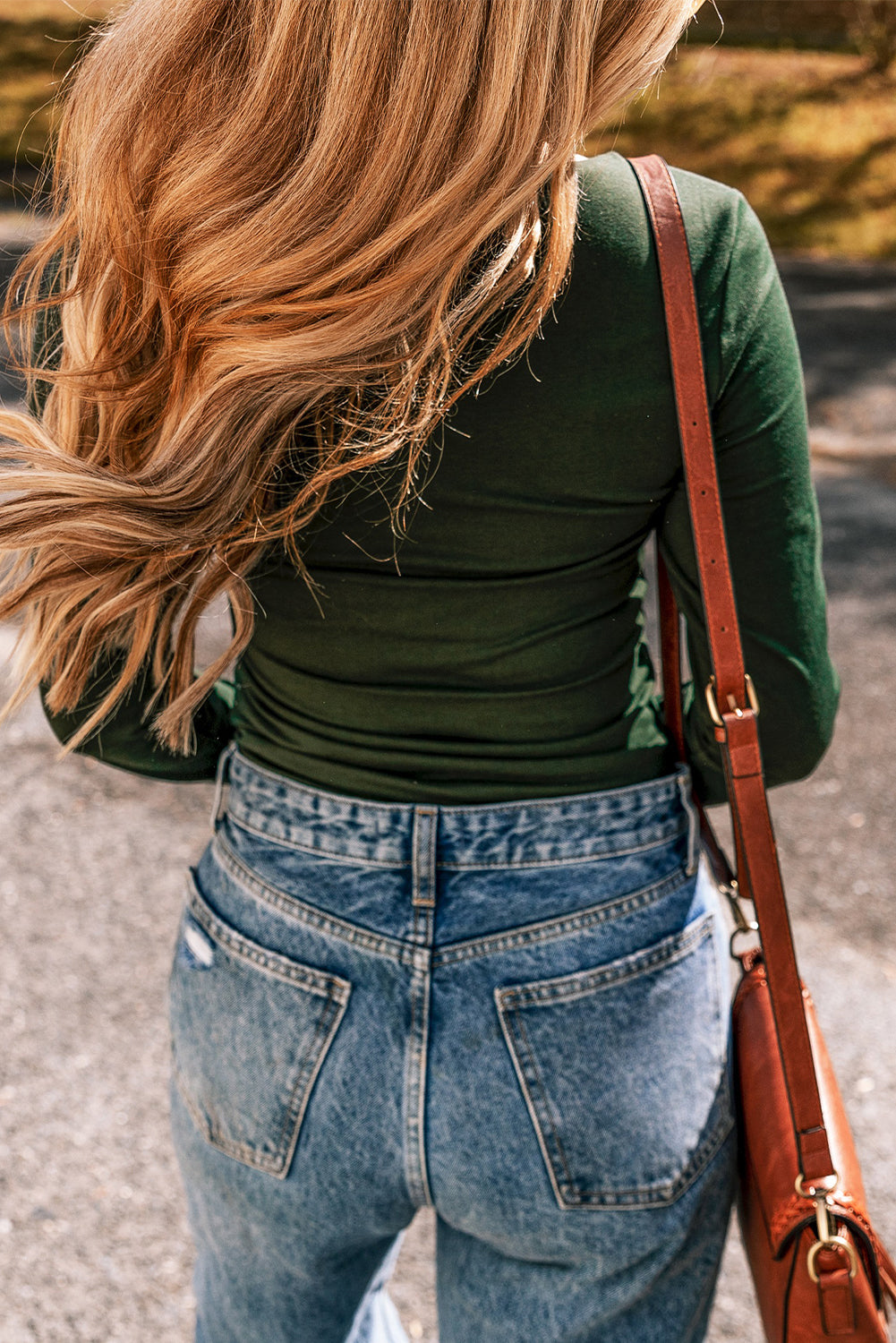 Body coupe slim a manches longues et col carré de couleur unie