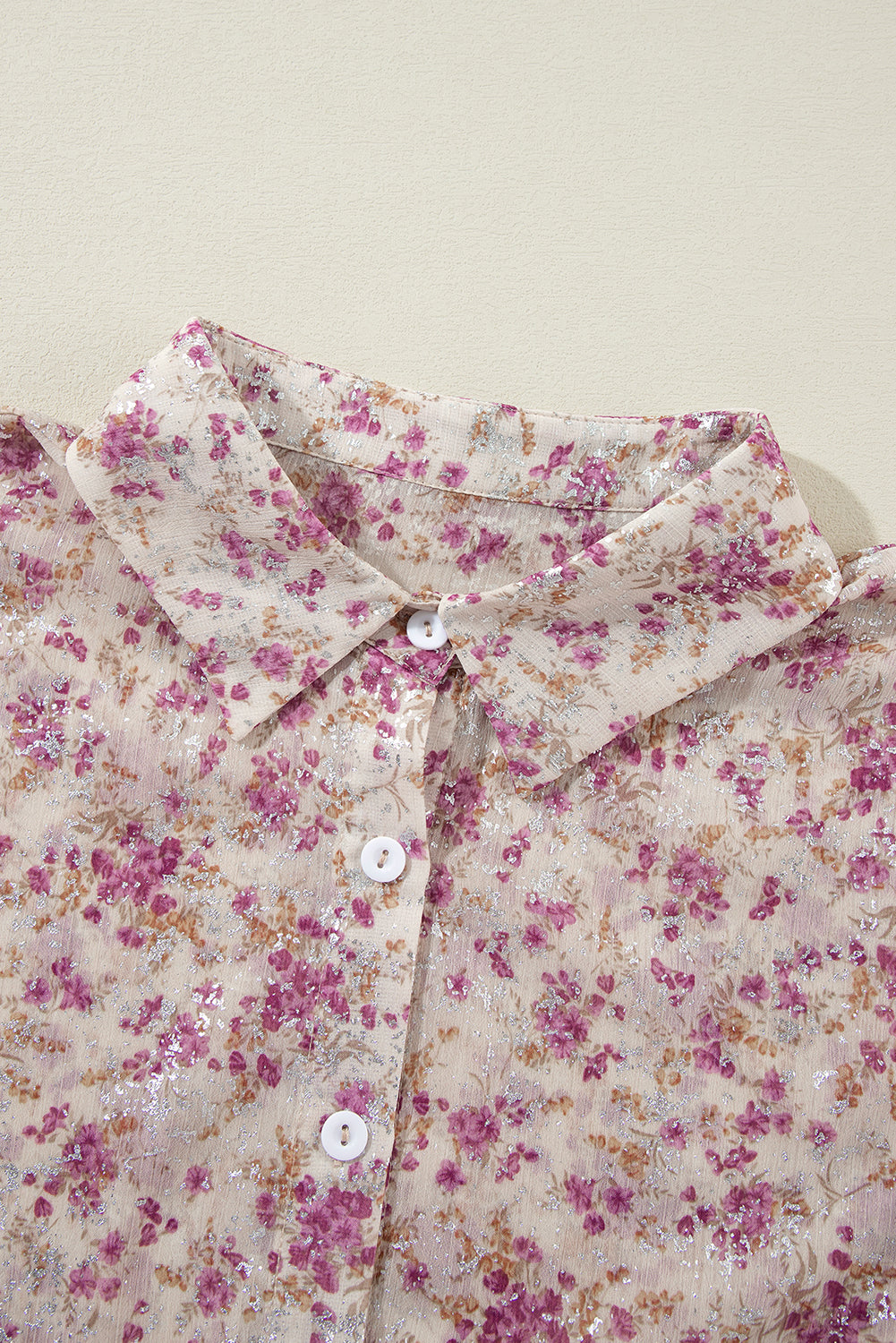 Chemise à col en V et manches évêque à imprimé floral
