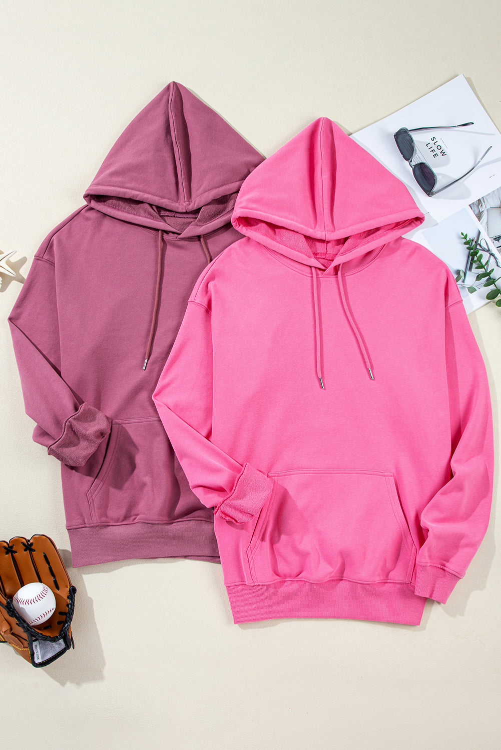 Sweat a capuche coupe ample uni avec poche kangourou et cordon de serrage