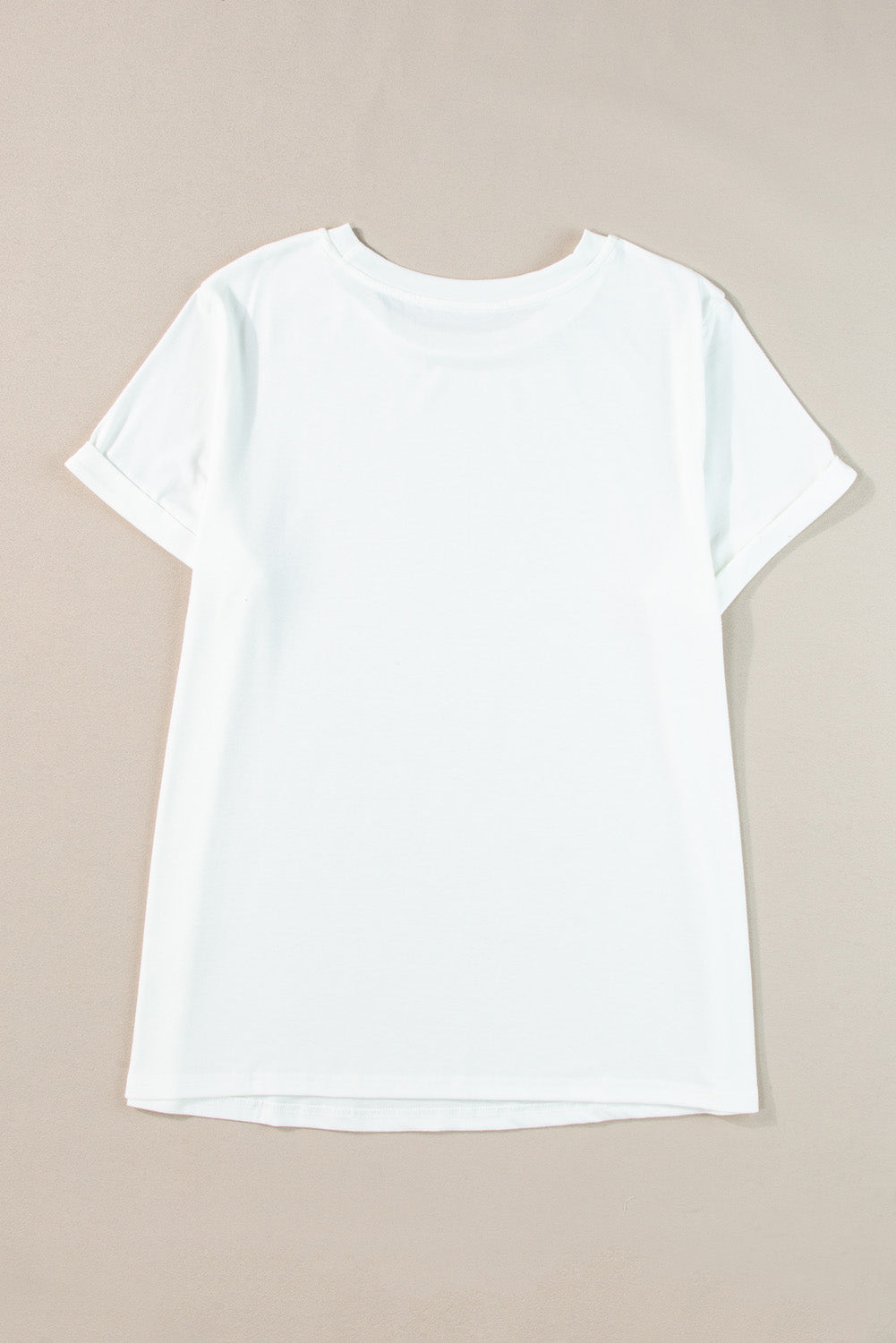 T-shirt à manches retroussées et col rond, grande taille