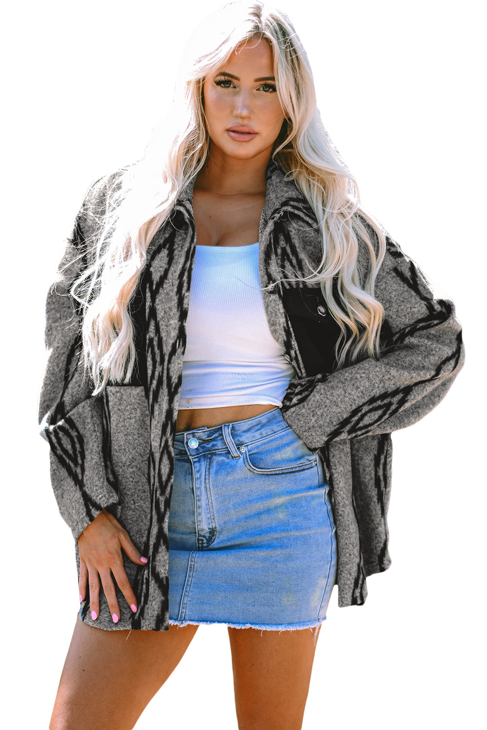 Veste ample avec poches poitrine contrastées aztèques