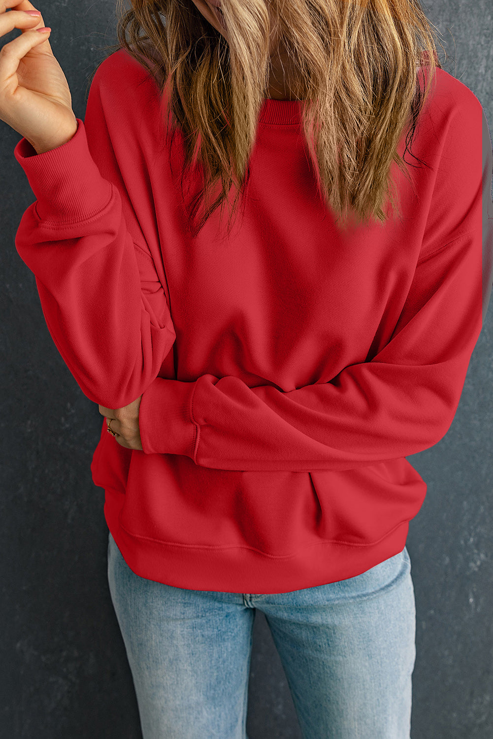 Sweat-shirt classique uni à col rond