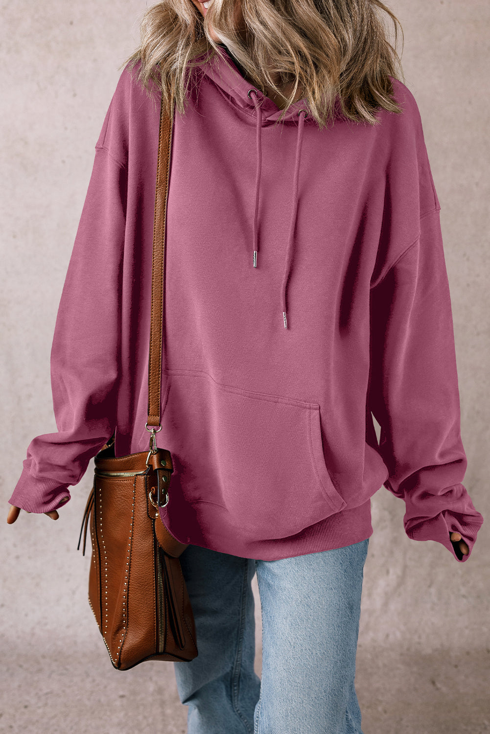 Sweat a capuche coupe ample uni avec poche kangourou et cordon de serrage