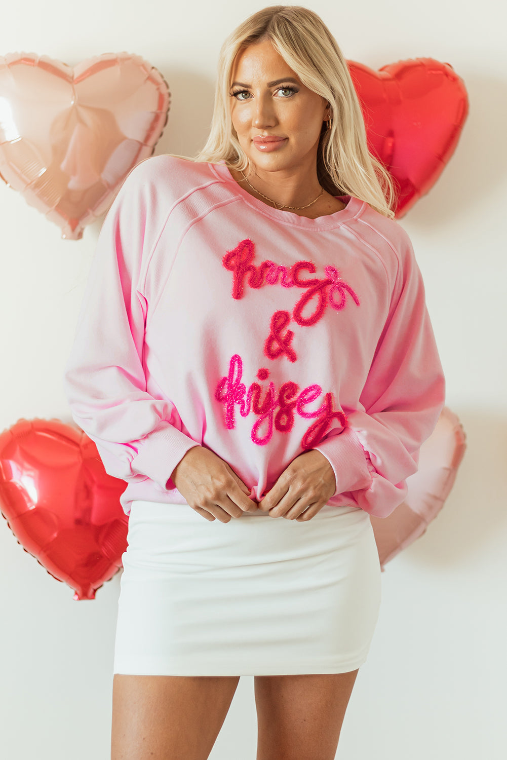 Sweat-shirt brodé a manches raglan Hugs and Kisses Pop Up