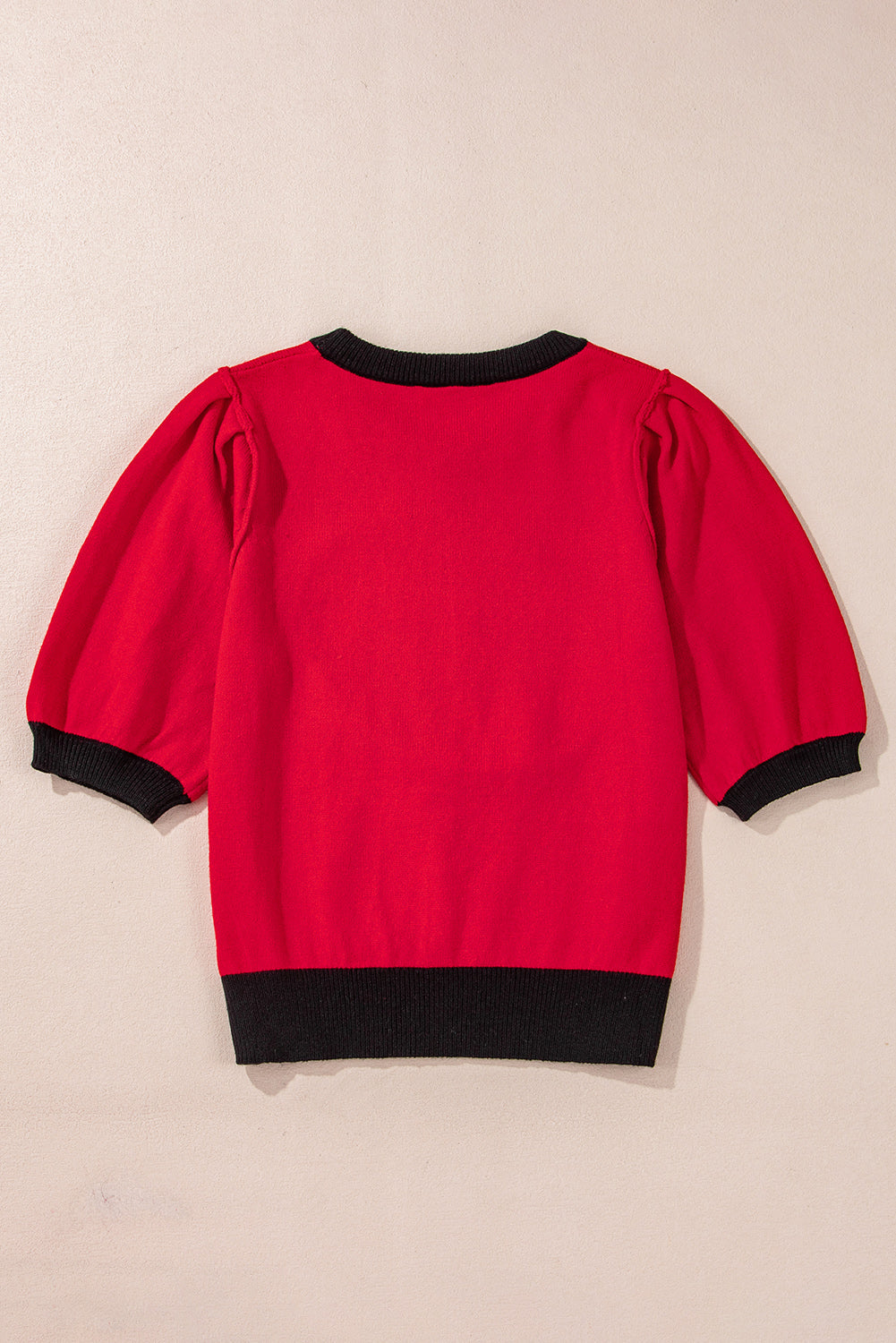 Pull Rugby a Manches Courtes Bouffantes Color Block a Paillettes