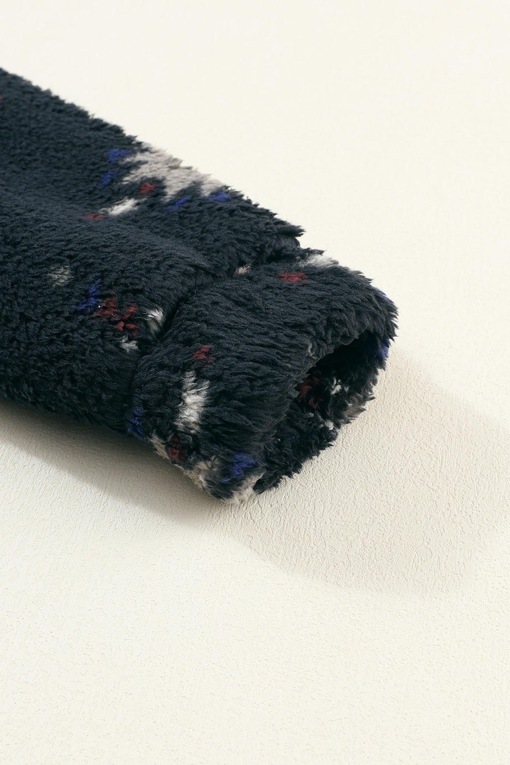 Veste Sherpa à col zippé et motif aztèque