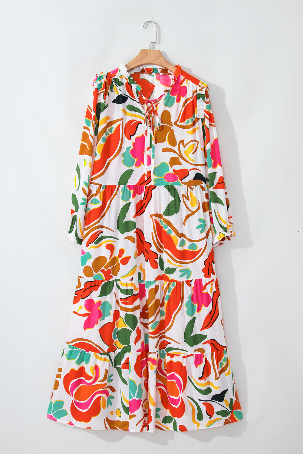Robe a plusieurs niveaux a col en V et imprimé floral, grande taille
