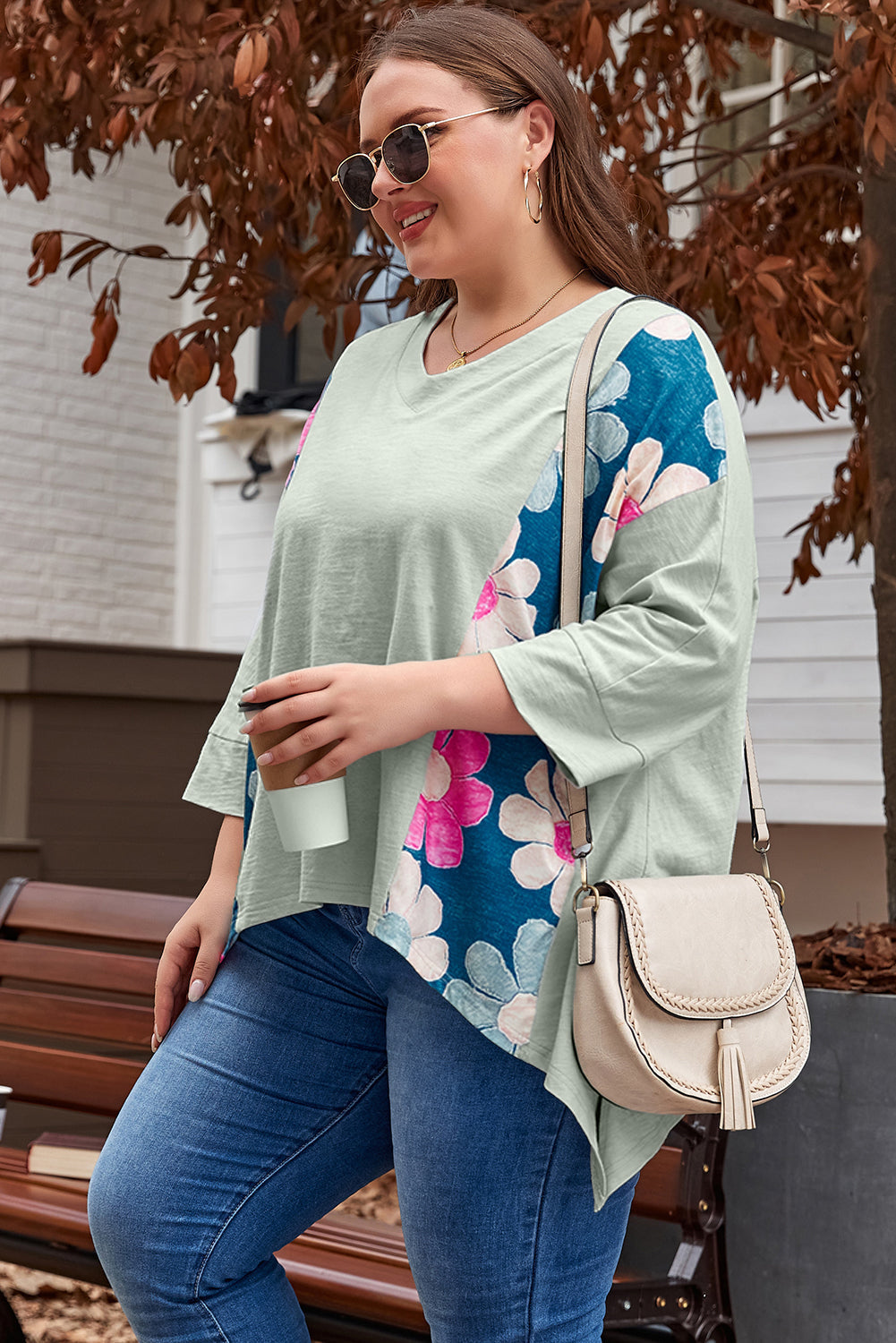 Haut Bas Haut Bas a Patchwork de Fleurs de Grande Taille