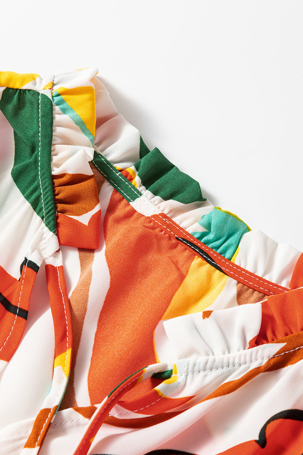 Robe longue a volants et col en V a imprimé floral