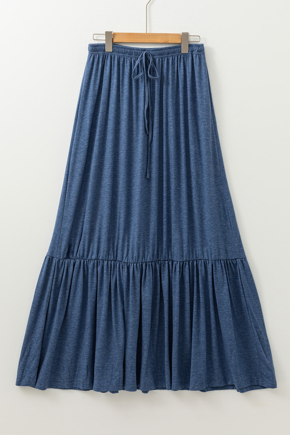 Jupe longue a plusieurs niveaux taille haute a lacets de couleur unie