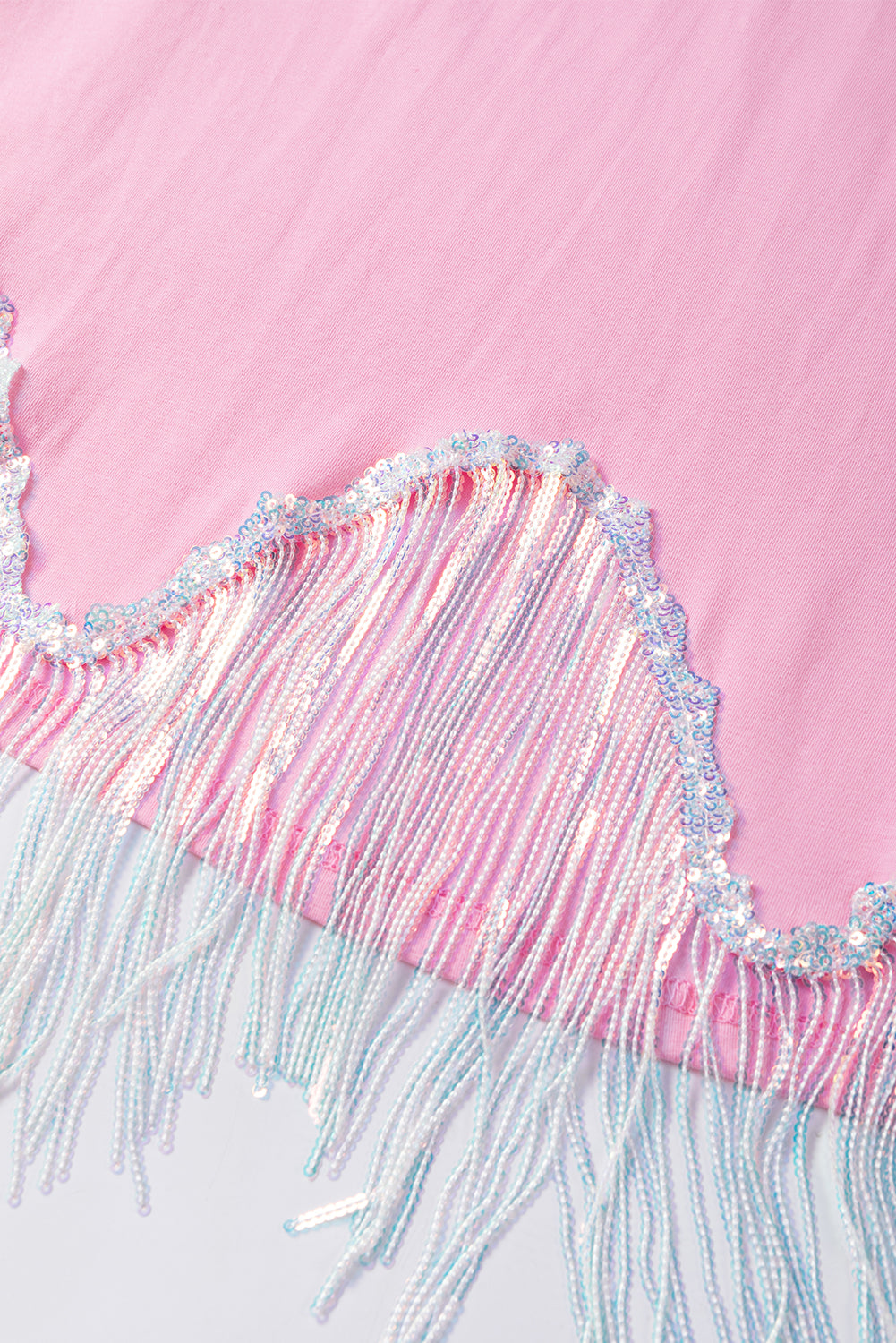 T-shirt court a sequins et franges