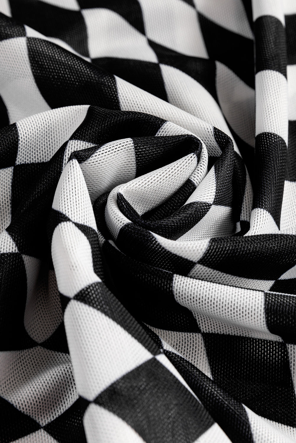 Haut a manches longues et col montant en maille a motif a carreaux