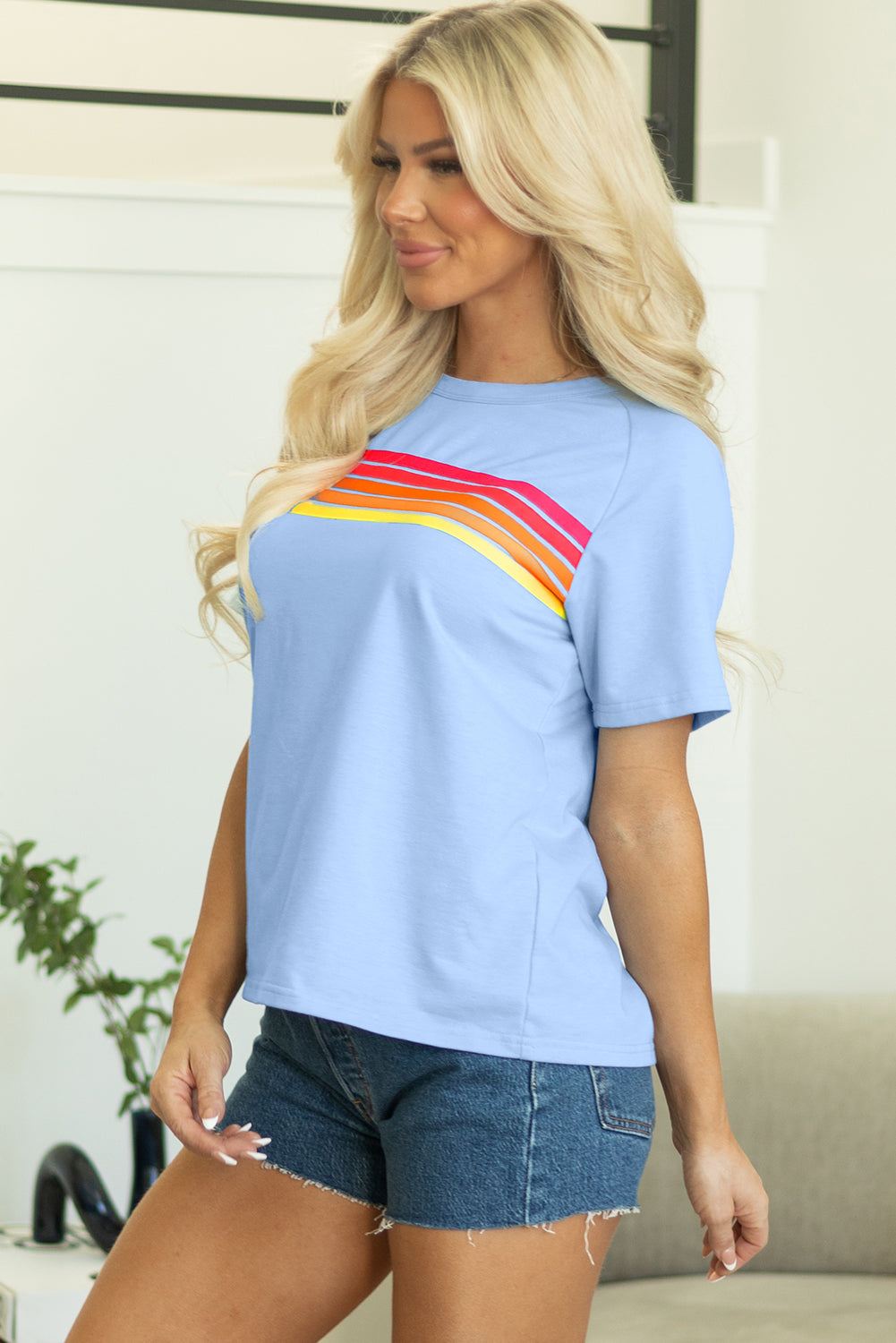 T-shirt décontracté à rayures sur le devant
